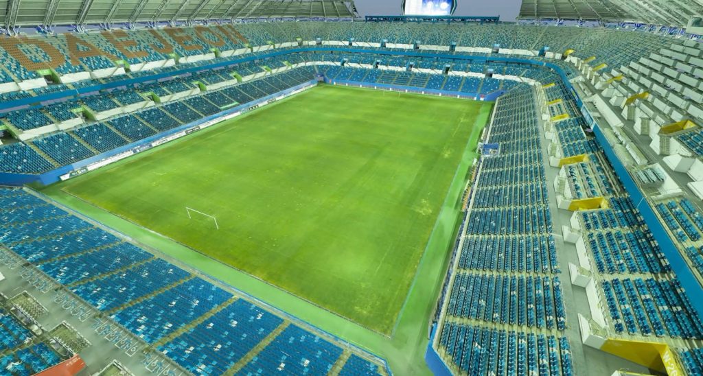 Virtually designed sports stadium