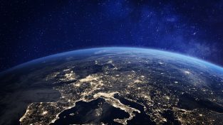 earth over europe at night
